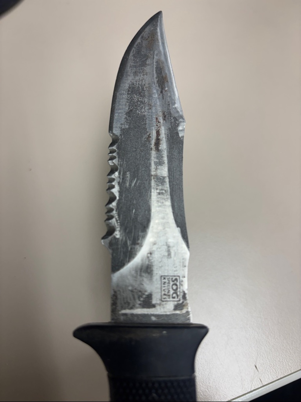 SOG Fixed Blade Knife with Leather Sheath - Black - Picture 5 of 6